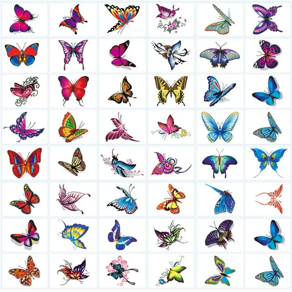 

5/10/20/30/50 pcs Rose/ Butterfly Pattern Temporary Tattoo Stickers 3D Texture Waterproof Butterfly Tattoo Stickers Colorful
