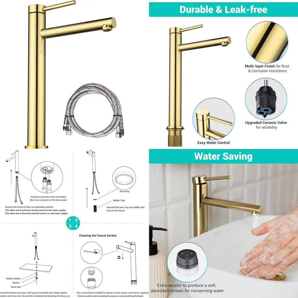 

Single Handle 8 Inch Tall Spout Bathroom Vessel Sink Faucet Long Reach Mixer Tap Vanity Sink Mixer Tap for Modern Bathrooms