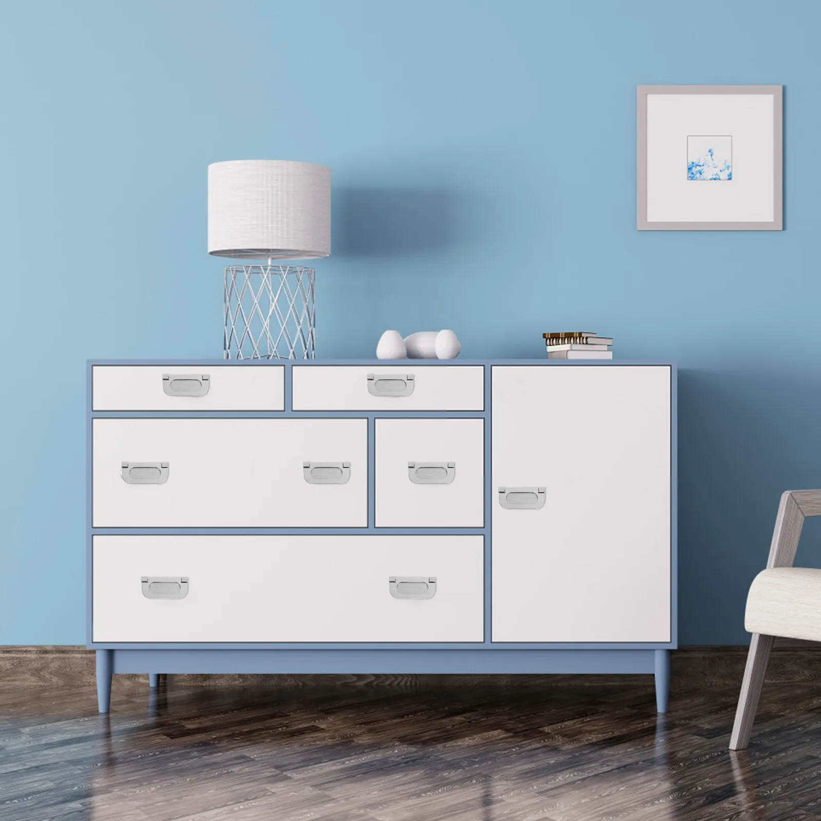 

2 Sets Zinc Alloy Drawer H les 3.5x7.5 Invisible Modern Kitchen Cabinet Wardrobe Pulls Easy Clean Simple Design Hardware