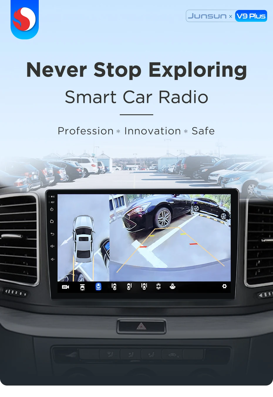 Junsun Autoradio für Volkswagen VW Sharan SEAT Alhambra 7N 2012-2018, kabelloses CarPlay, Android Auto, intelligente Fahrzeugsysteme, KI-Sprachsteuerung, 4G LTE, GPS, DSP, SWC, RDS, WiFi, BT, Navi, IPS-Touchscreen, Autoradio, Videoplayer, Head Unit, Stereo, 360 ° Panoramakamera – Detail 2