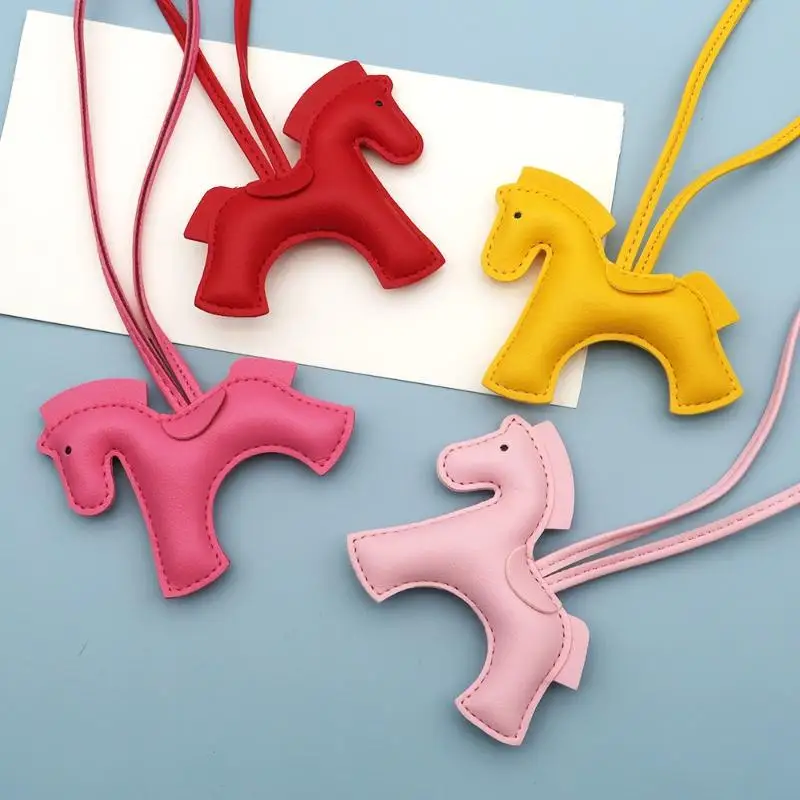 High-end All-match PU Leather Mini Pony Pendant For Women Fashion Multi-colored Pony Bag Accessories Car Pendant Birthday Gift