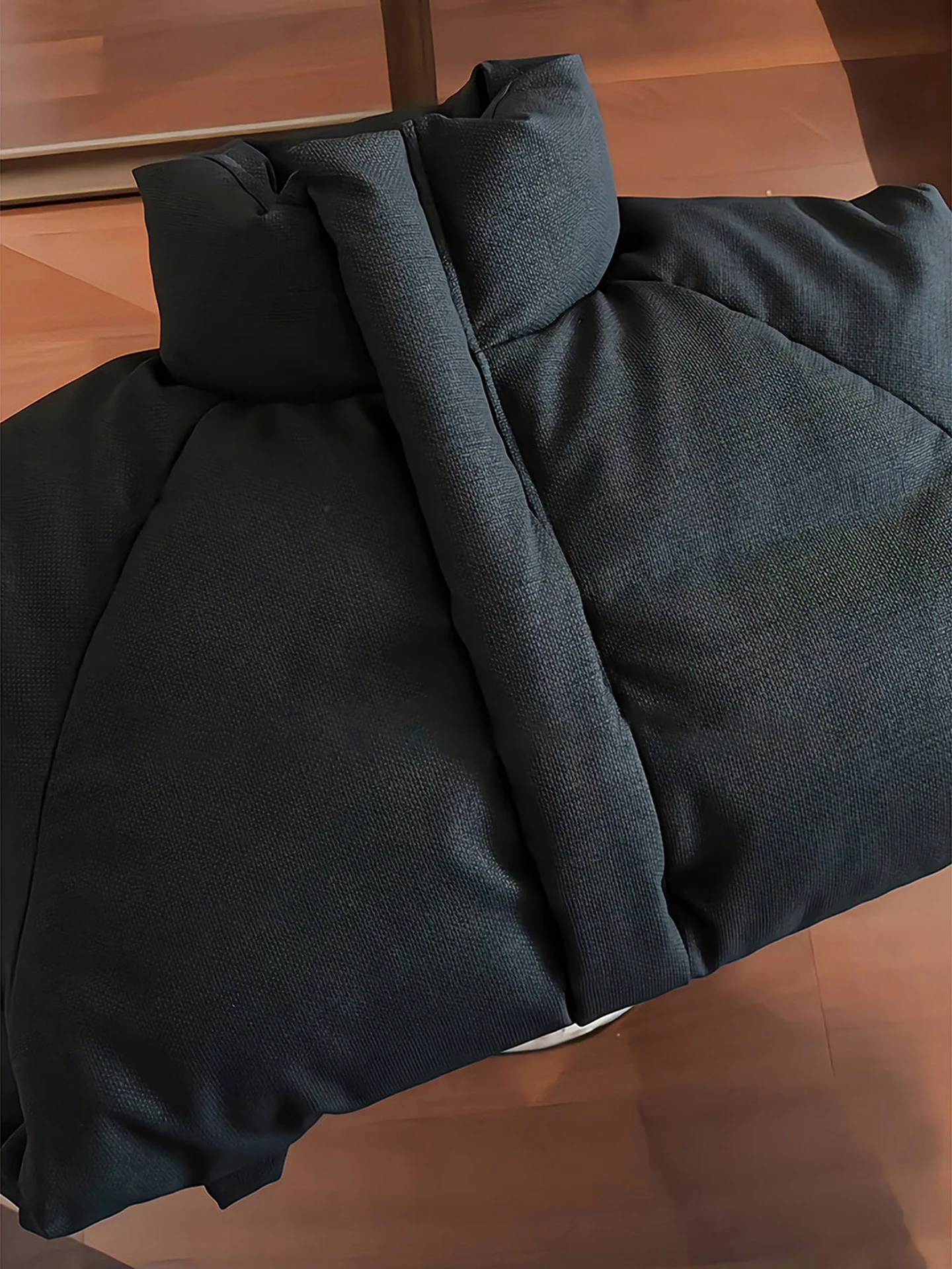 

Bla Canvas Texture PU Leather Cotton Jaet Men's Winter Thiened American ort Bread Sle High-End Feeling Cotton Coat