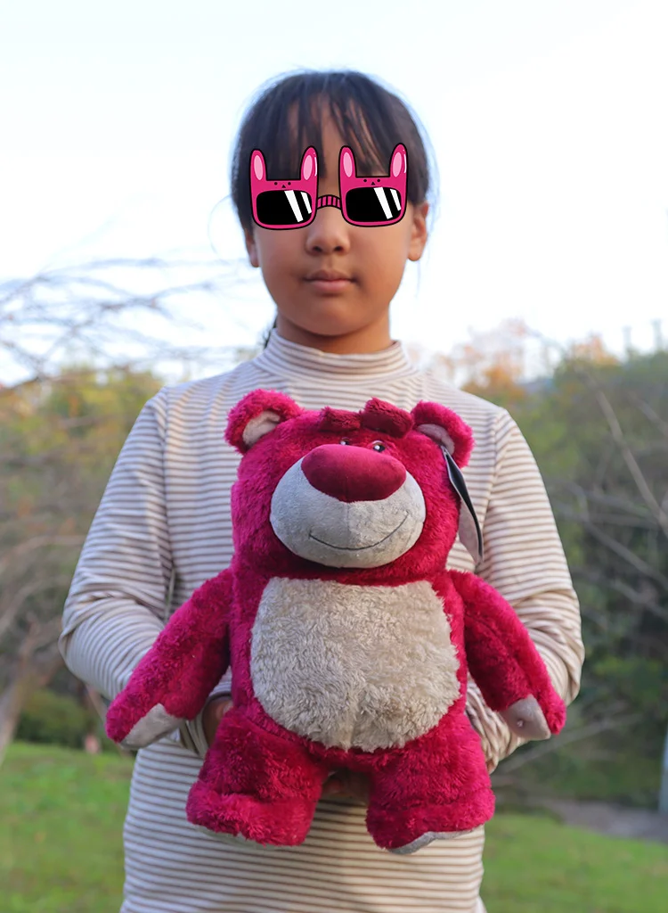 Kawaii Erdbeer-Lotso-Bär Flauschiges Spielzeug aus Toy Story 3, Cartoon-Stofftier, Niedliche Puppe, Anime-Figur, Weihnachts- und Geburtstagsgeschenk für Kinder und Mädchen, Neu – Detail 3