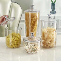 Food Storage Pots Transparent Tea Coffee Sugar Storage Jars With Lid Kitchen Miscellaneous Moisture-Proof Food Storage Container