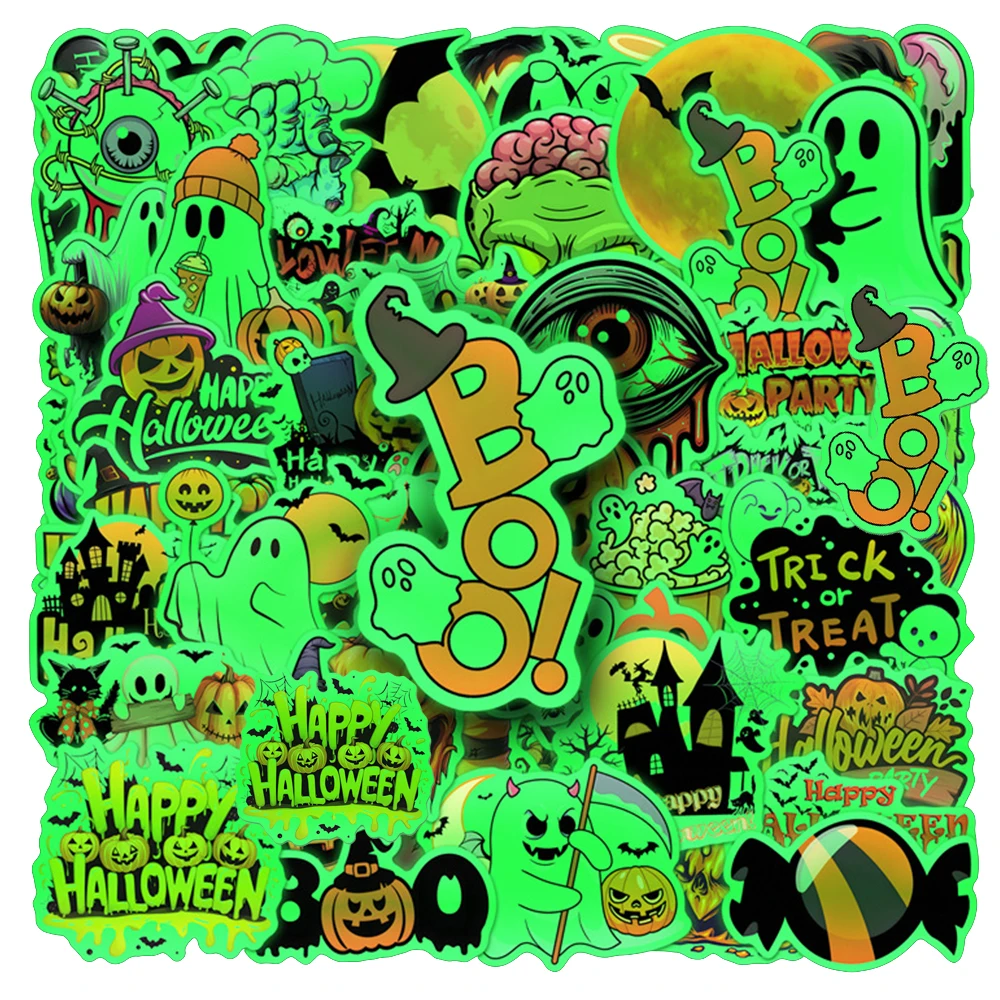 10/30/50pcs Luminoso Ognissanti Del Fumetto Adesivi Gotico Fantasma Zucca Decalcomanie per la Cancelleria Valigia Del Telefono FAI DA TE Fresco adesivo Decor