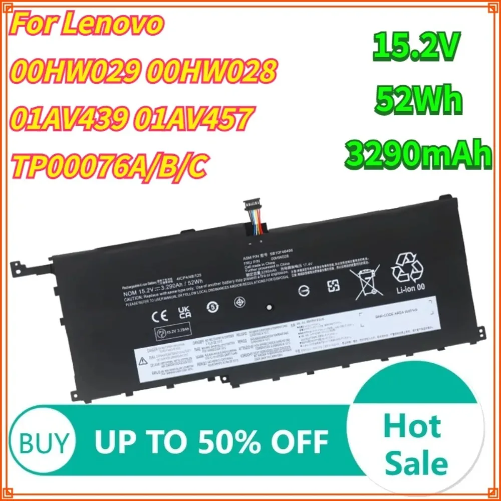 15.2V 3290mAh 52Wh 00HW028 Battery For  Lenovo 00HW029 00HW028 01AV439 01AV457 TP00076A/B/C Laptop Battery
