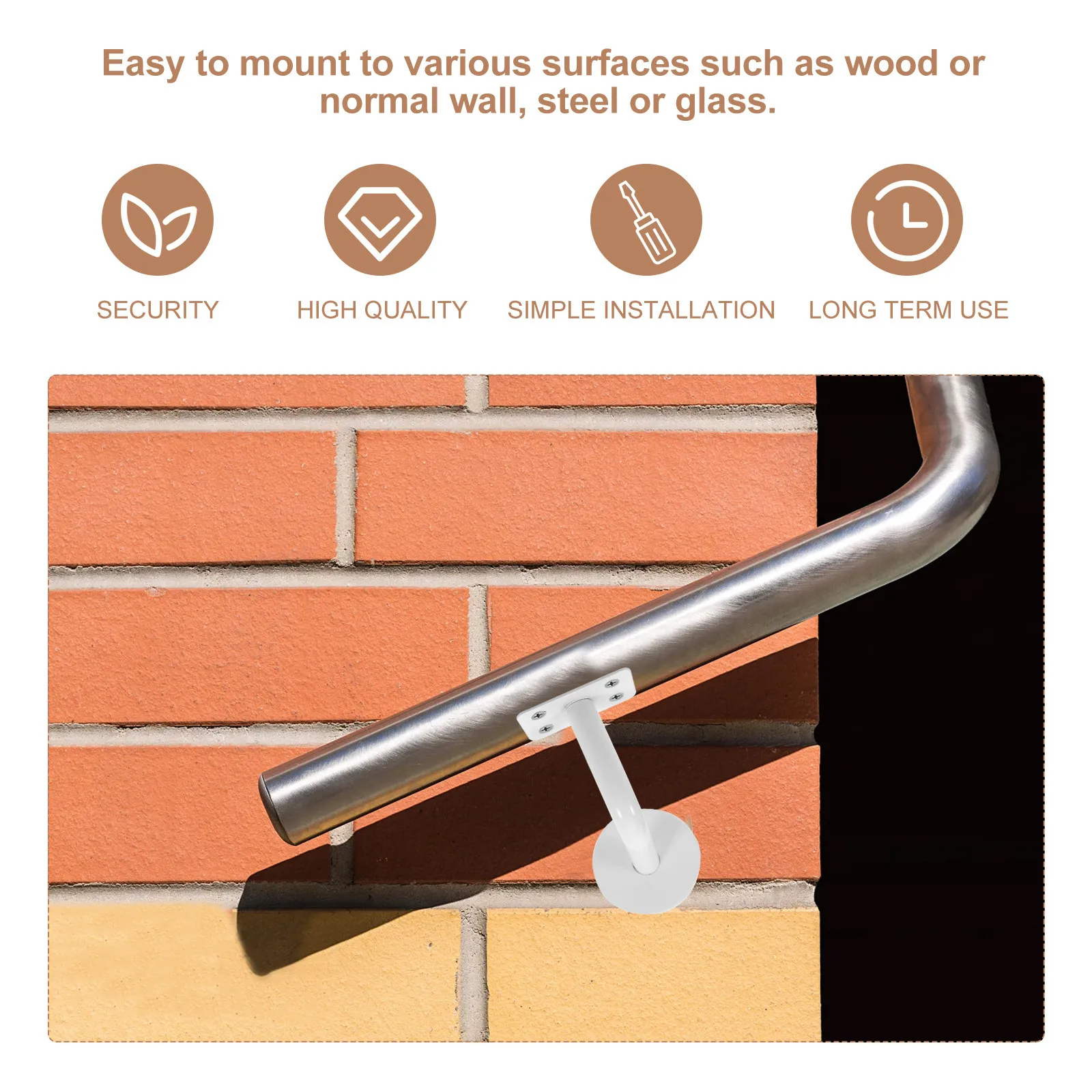 Heavy Duty Stainless Steel Wall Mounted Handrail Brackets for Stairways Porches Basements Railing Bracket Secure Easy Install