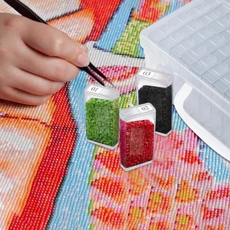 64 Grid Plastic Storage Box,Container Storage Clear Plastic Jewelry Organizer Box