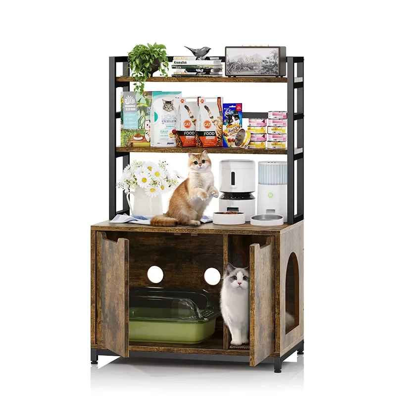 

z Multifunctional table Pet cabinet Pet furniture Three layers For cat Litter Box