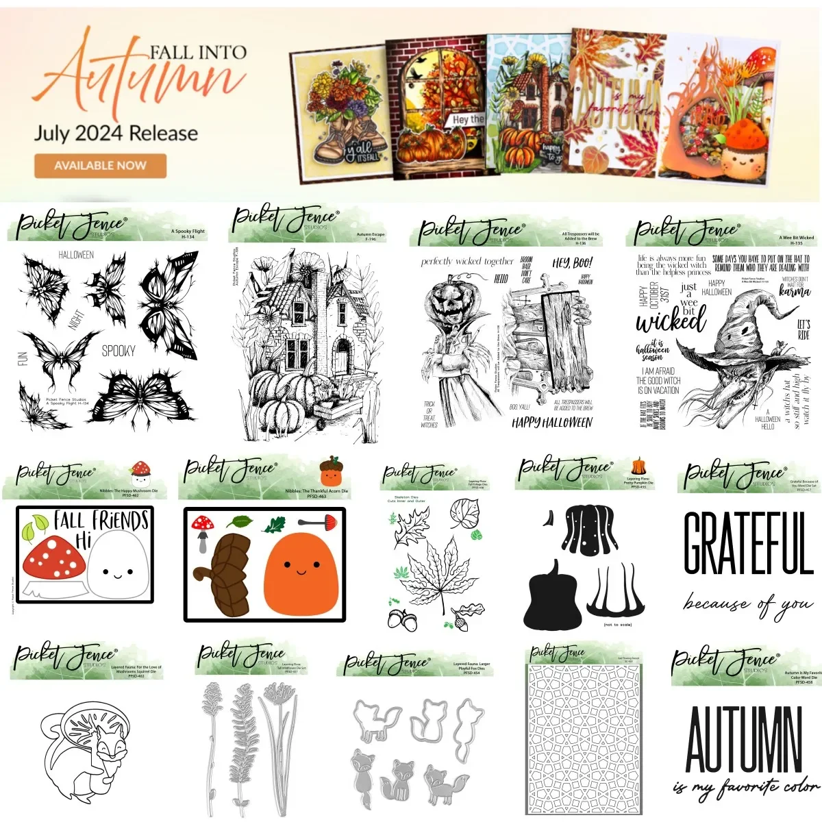 

2024 Autumn Foliage Witch Spooky Butterfly Clear Stamps Metal Cutting Dies Stencil for DIY Making Card Scrapbook Paper Card