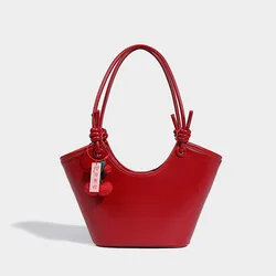 Red Bag for Women's 2023 New Trendy and Luxury Wedding Handheld Bride Bag Summer Large Capacity Tote Women's Bag