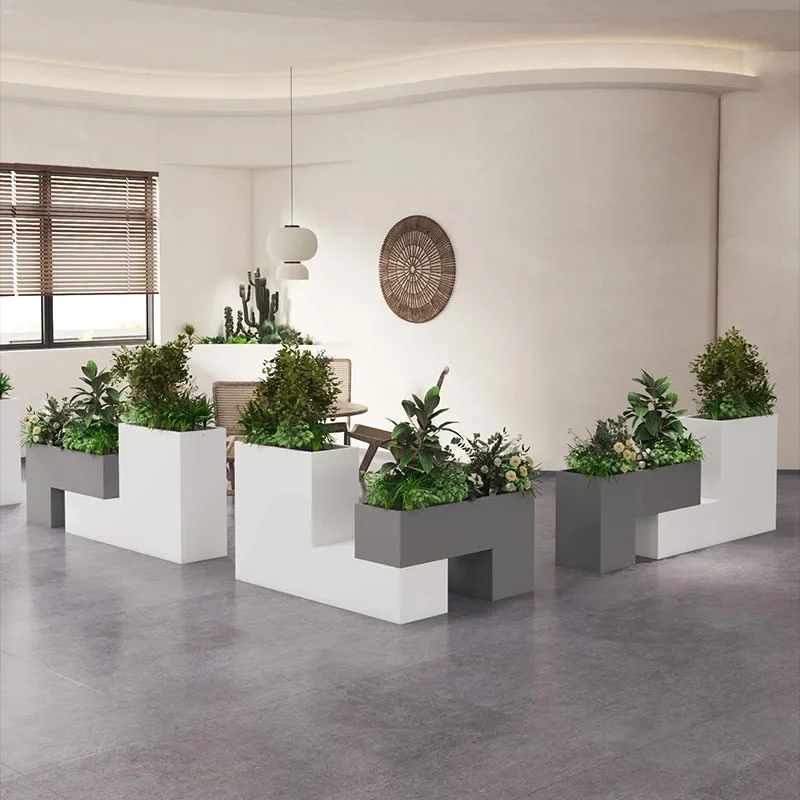 Light flower box Outdoor balcony Terrace courtyard Planting box Stainless steel wrought iron finished product partition Indoor