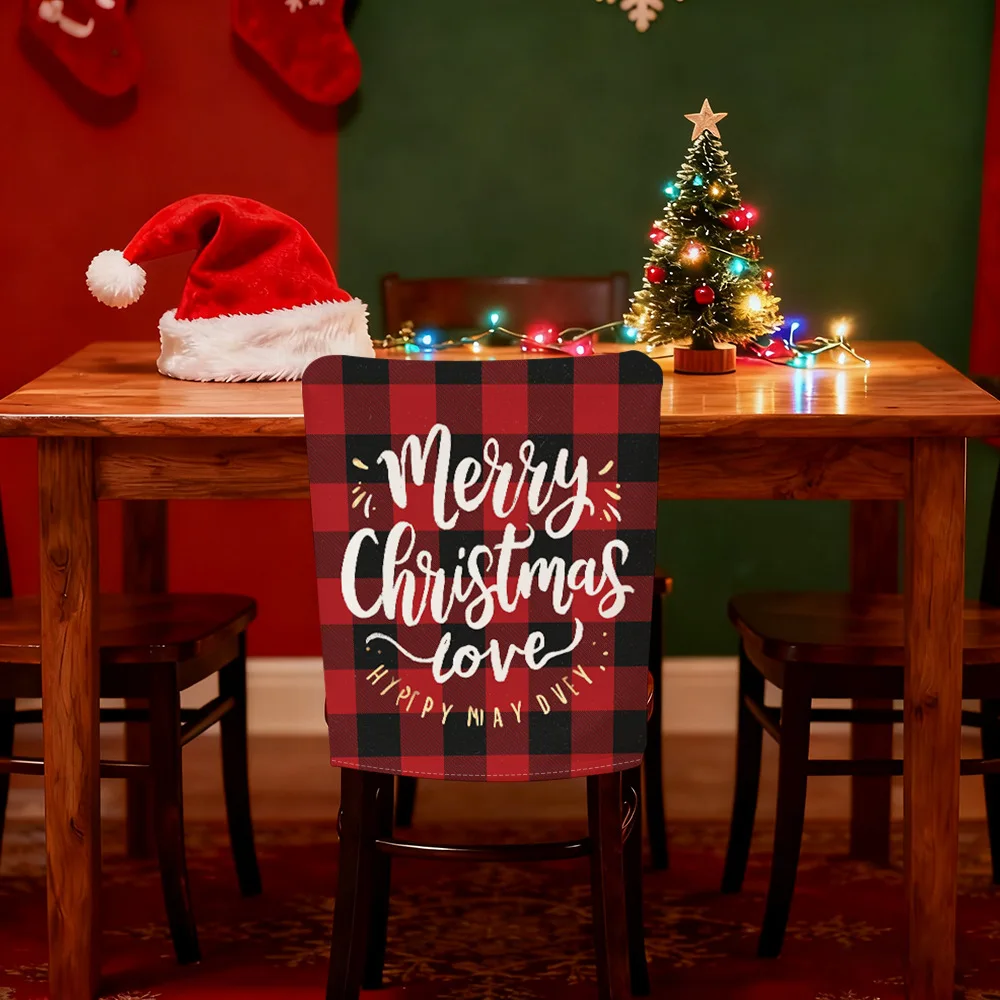 VIKAMA cute reindeer snowflake chair covers stretch removable washable for christmas party for holiday party 2/4/6 pcs set