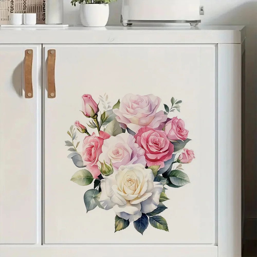 

Charming Floral Bouquet Toilet Lid Decal, Wall Toilet Decal Removable, Waterproof Vinyl Car Sticker for Bathroom Decor