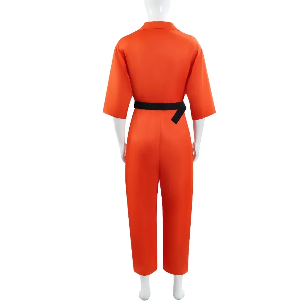 Prison Cosplay Costume for Men Women Orange Jumpsuit Belt Outfit Performance Suits Halloween Party Role Play for Adult Hot Sale