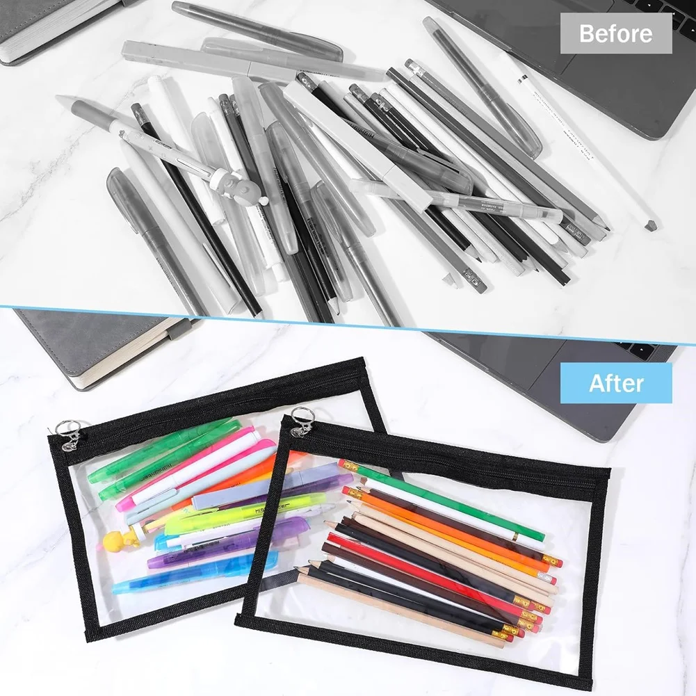 ABRI-Clear PVC Waterproof Zipper Pouches 30-Pack Makeup Bags Envelopes Folders Pencil Storage Bag For Home For Travel Office Sup