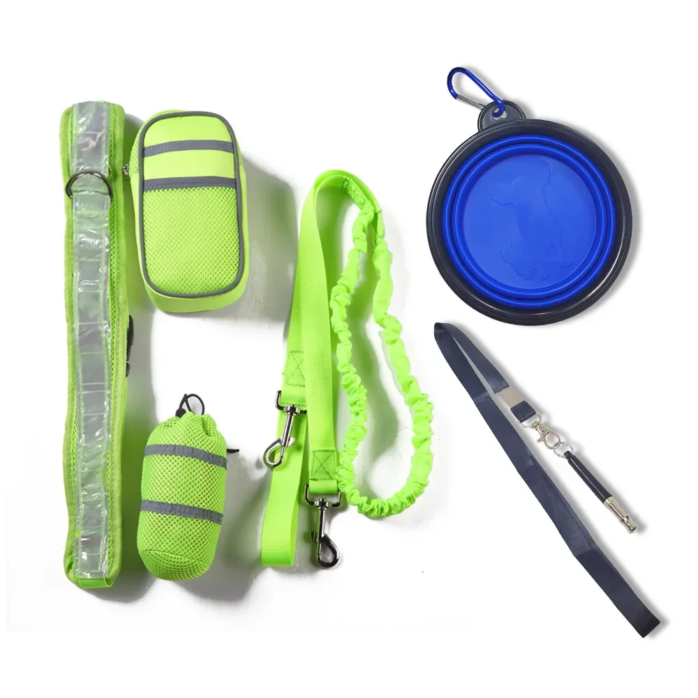 Pet Running Sports Suit  Dog Reflective Leash Set  Leash Training Bag with Bowl