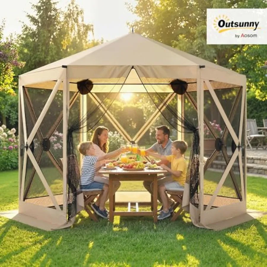 10 x 11 Feet Pop Up Gazebo Screen Tent, Instant Camping Canopy