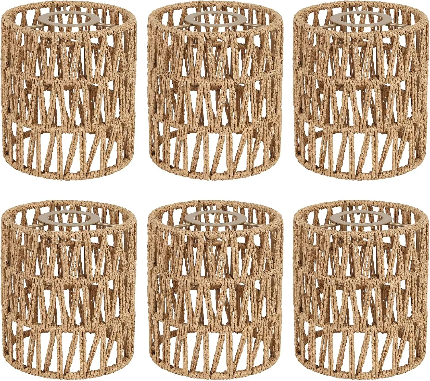 Versatile 6 Pack 5.9in Rattan Lamp Shades with 5in Dia & 1.53in Fitter for Fixtures