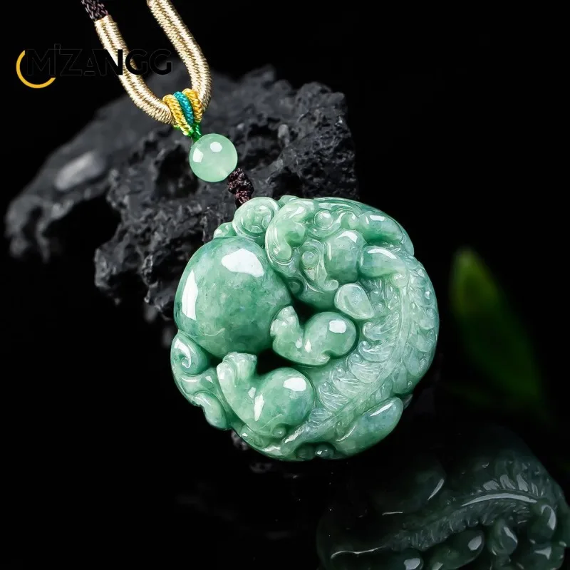 Natural Genuine Jadeite Money-bringing and Good-luck PiXiu Pendant Fashionable and Charming for Men and Women Auspicious Mascot