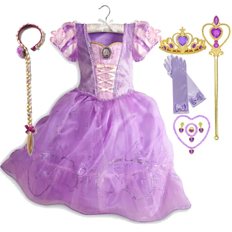 La Bella Durmiente Aurora princesa vestido de fiesta para niñas disfraz de Cenicienta de Halloween niños ropa de Rapunzel regalo de cumpleaños
