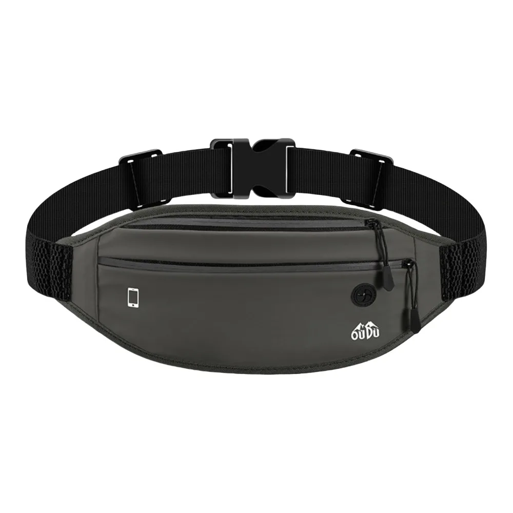 

Водонепроницаемая мужская поясная сумка большой емкости с разъемом для наушников, походная сумка для бега, светоотражающая поясная сумка из искусственной кожи для кемпинга