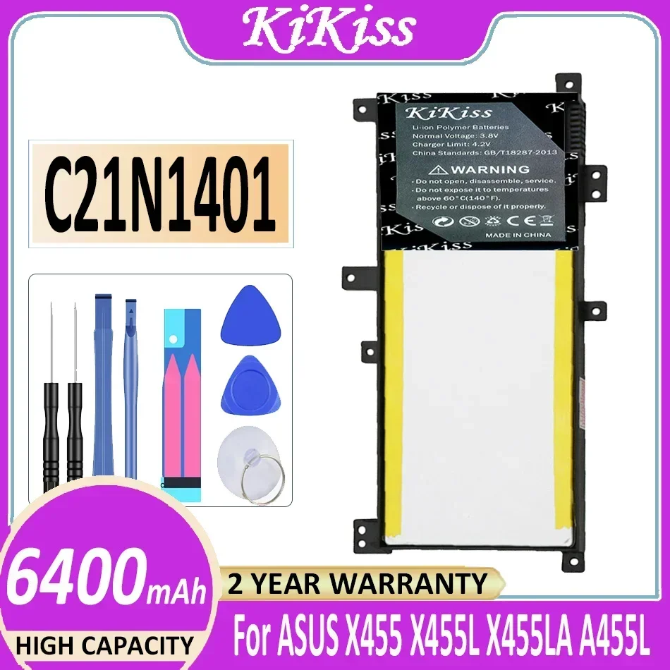 KiKiss Battery C21N1401 6400mAh For ASUS X455 X455L X455LA A455L A455LD A455LN F455L X454W X455LD X455DG X455LF X455LF