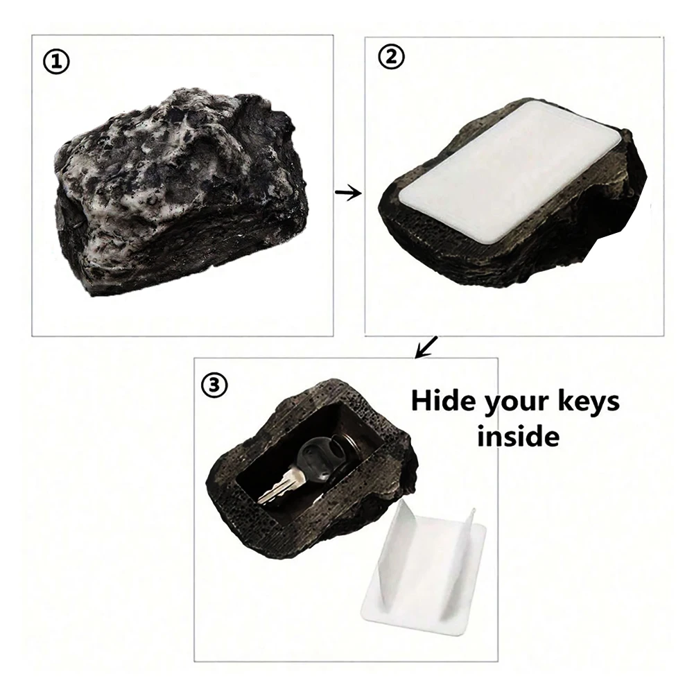 Garden Fake Stone Key Hide Rock Spare Key Storage Imitation Stone for Outdoor Garden Yard, Geocaching