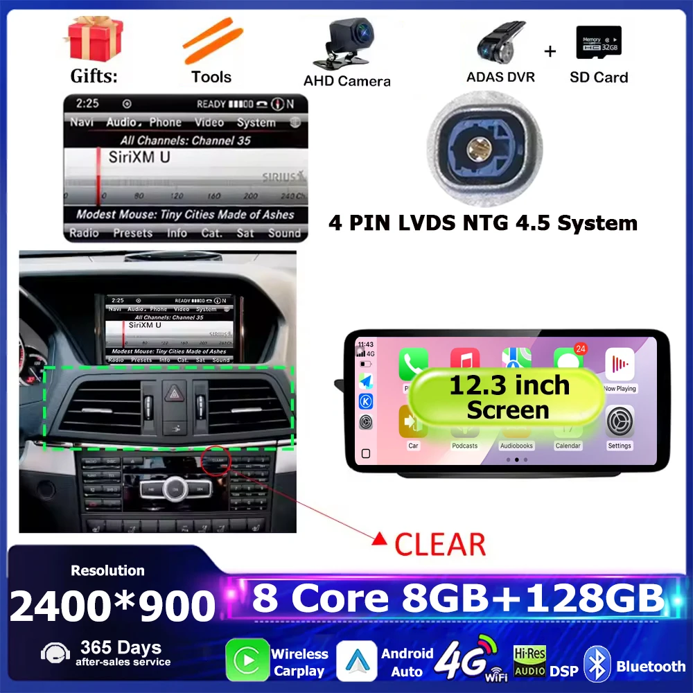 Android 16 Voor Mercedes Benz E Klasse C207 W207 A207 2009-2016 Autoradio Multimedia Stereo GPS 4G Draadloze CarplayPlayer WiFi