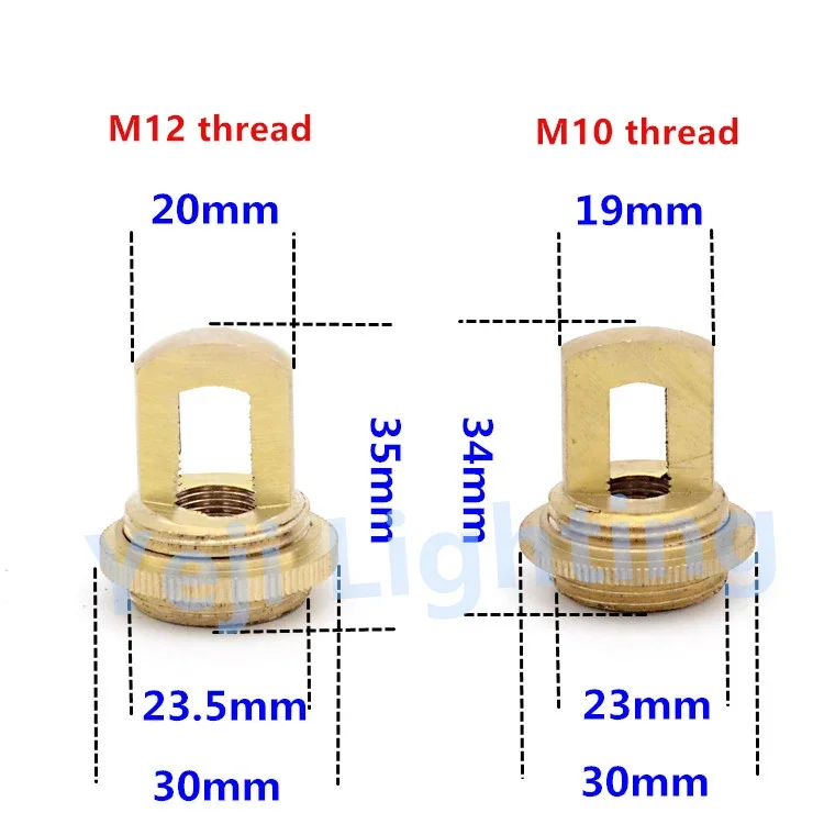 Pure copper rings M12 thread brass hook M10 nut rustproof for ceiling rose lamp base chandelier retro lighting accessories DIY