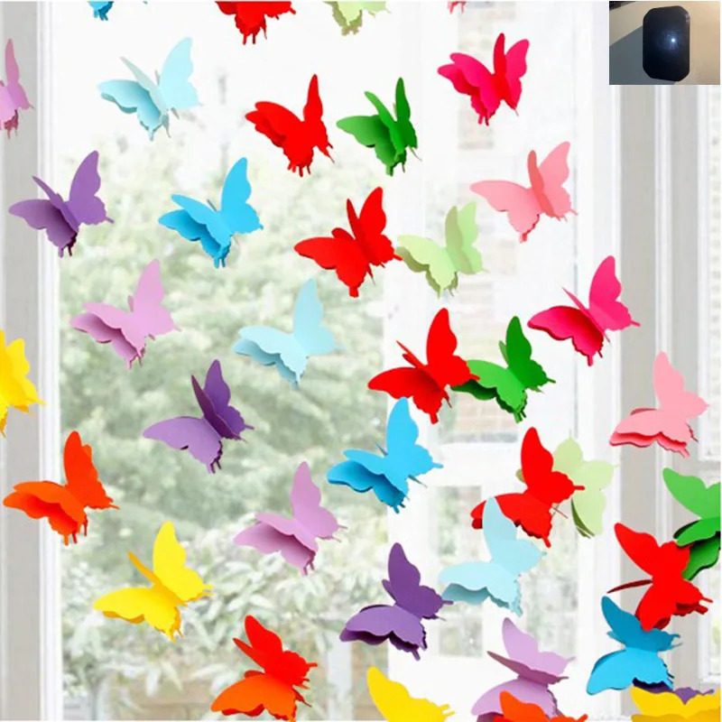 3m 3D Colorful Paper Butterfly Garland Buntings for Wedding Party Birthday Festival DIY Banner Hanging Decorations Bedroom Decor