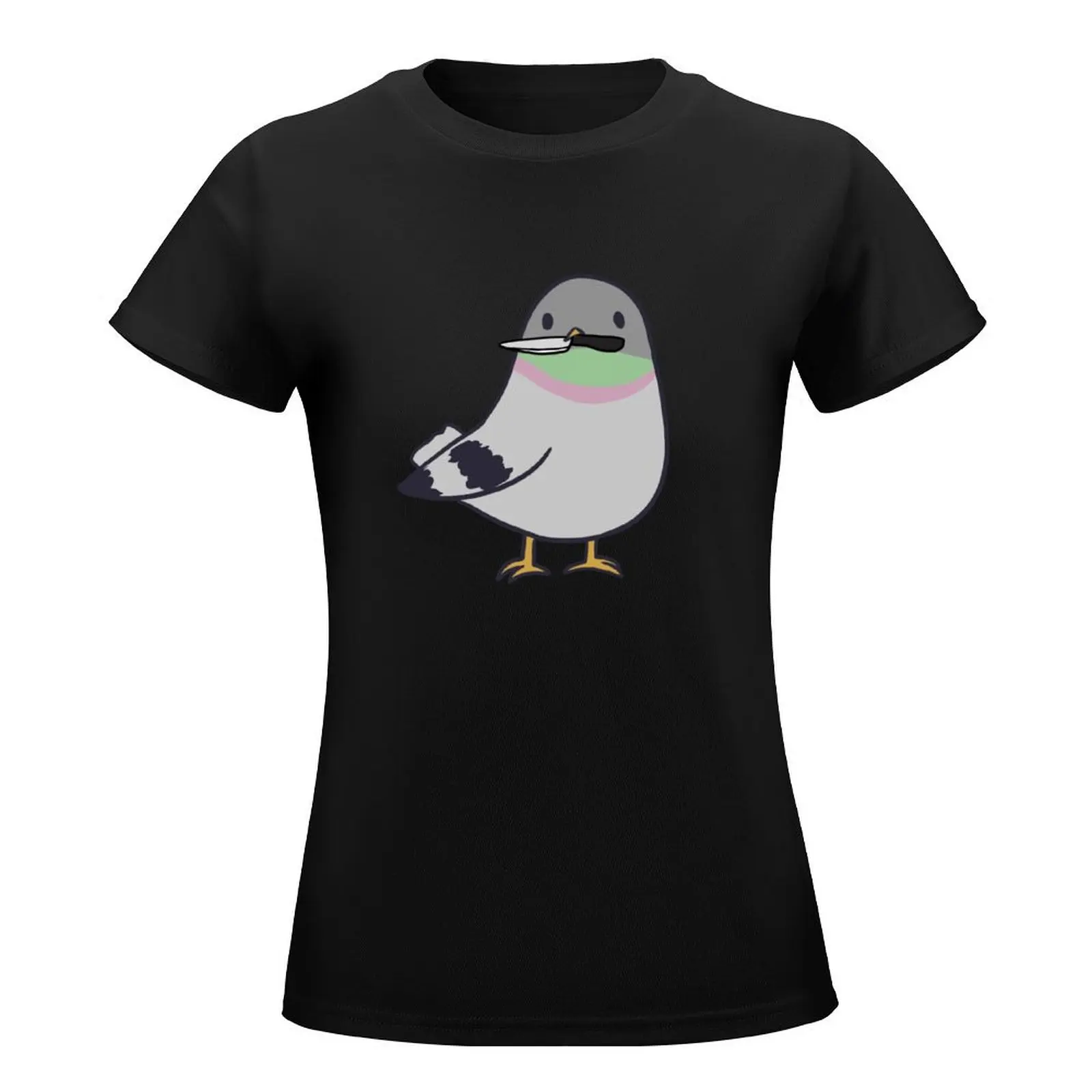 Cute Pigeon with knife T-Shirt customs design your own anime t-shirt dress for Women sexy