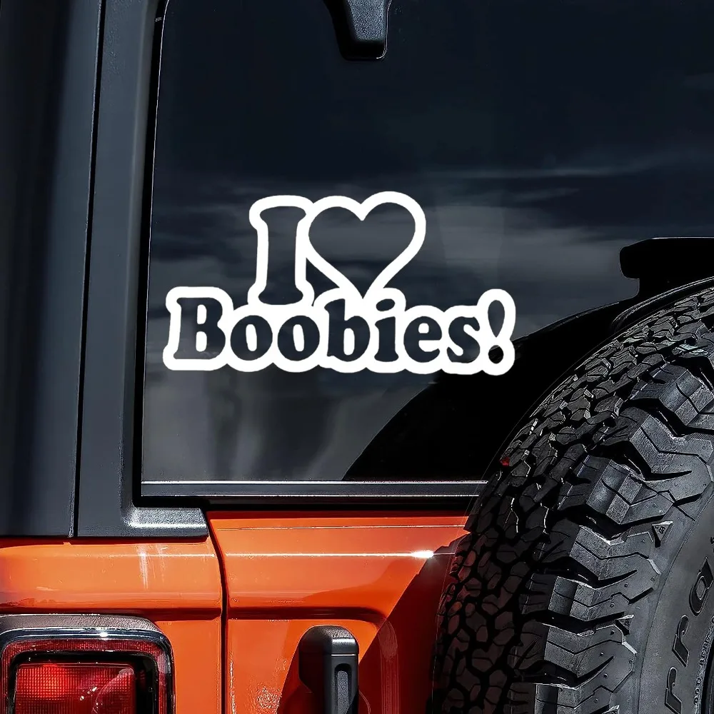 

I LOVE BOOBIES Car Stickers for Rear Window Waterproof Moto Automobile Body Letter Decals Funny Car Styling Auto Accessories