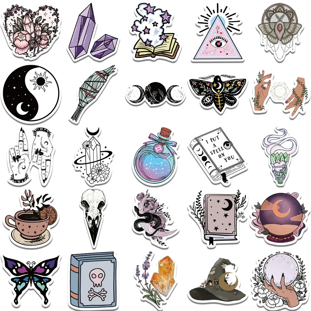 10/30/50/100 قطعة خمر القوطية بوهيميا الساحرة ملصقات علم التنجيم صيدلية الشارات سجل القصاصات المحمول الهاتف البلاستيكية ملصق الديكور