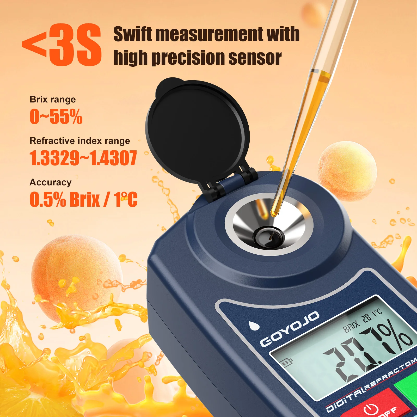 Digital Brix Meter Refractometer 0~55% Fruit Drink Honey Sugar Tester Meter Suger Content Measuring Instrument