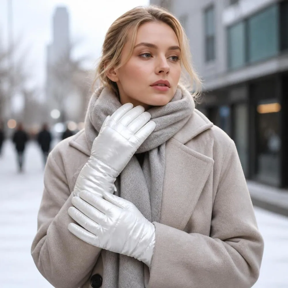 Waterproof Suede Down Cloth Driving Gloves Warm Soft Winter Cycling Gloves Vintage Thicken Touch Screen Gloves Skiing