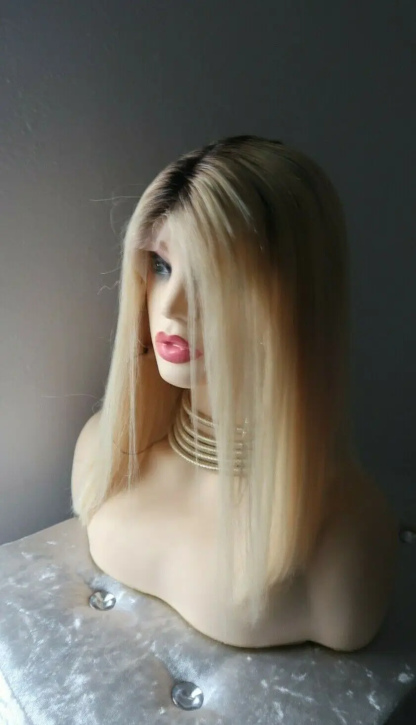 

criss-cross blonde ombre straight lace front brazilianwig
