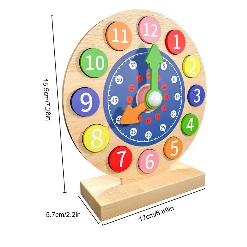 Teaching Clocks For Kids Wooden Learn To Tell Time Clock For Kid Colorful Telling Time Analog Clock Learning Clock For Toddler