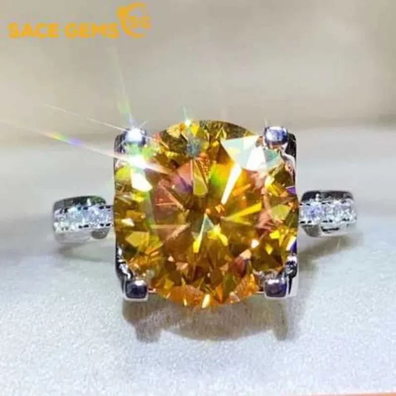 

SACE GEMS GRA Certified D Color 5ct Moissanite Ring 925 Sterling Silver Plated with 18k White Gold Rings for Women Fine Jewelry