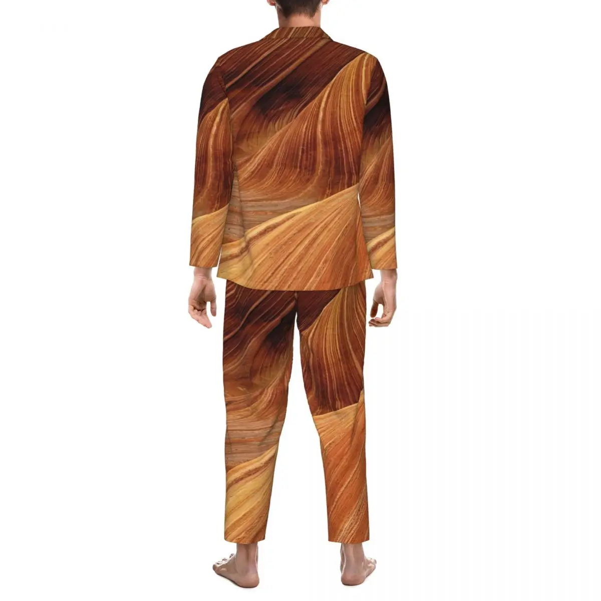 Desert Sands Sleepwear Autumn Sahara Print Aesthetic Oversized Pajama Set Mens Long Sleeve Kawaii Sleep Custom Nightwear