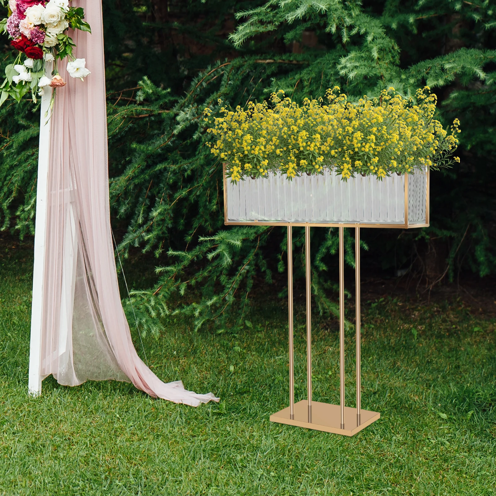 Support à fleurs en cristal luxueux et romantique de 70*90 cm, base robuste pour mariage, festival, célébration, décoration de table élégante