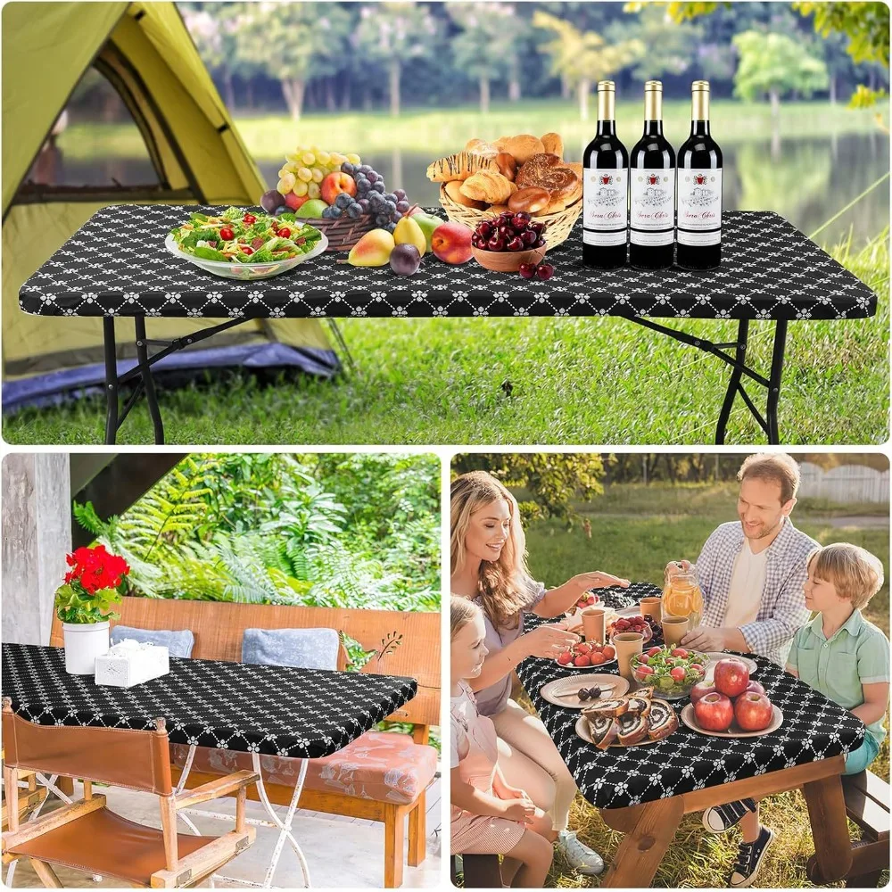 

Waterproof Elastic Rectangle Picnic Table Cloth Scratch Resistant Washable Elastic Fitted Tablecloth Reusable Elastic Edge