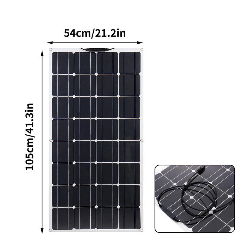 100W/200W/300W/400W N-Type 18BB Mono Solar Panel 25% High Efficiency Rigid Monocrystalline PV Module 12V/24V Battery Charger Off