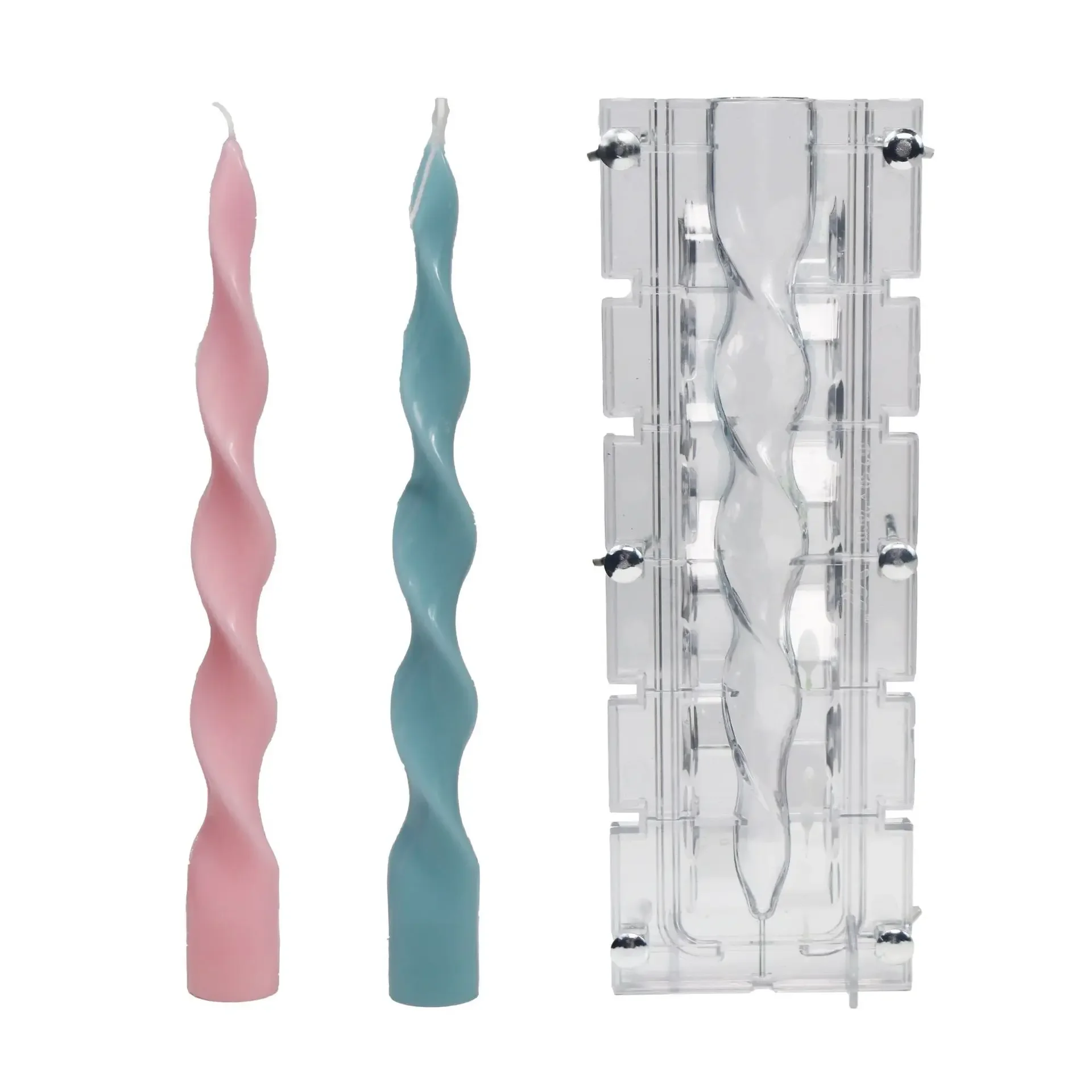 Rotary Twisted Acrylic Candle Mold Split Type Easy Demoulding Rod Wave Gypsum Aromatherapy Plastic Mould Home Ornament DIY Gifts