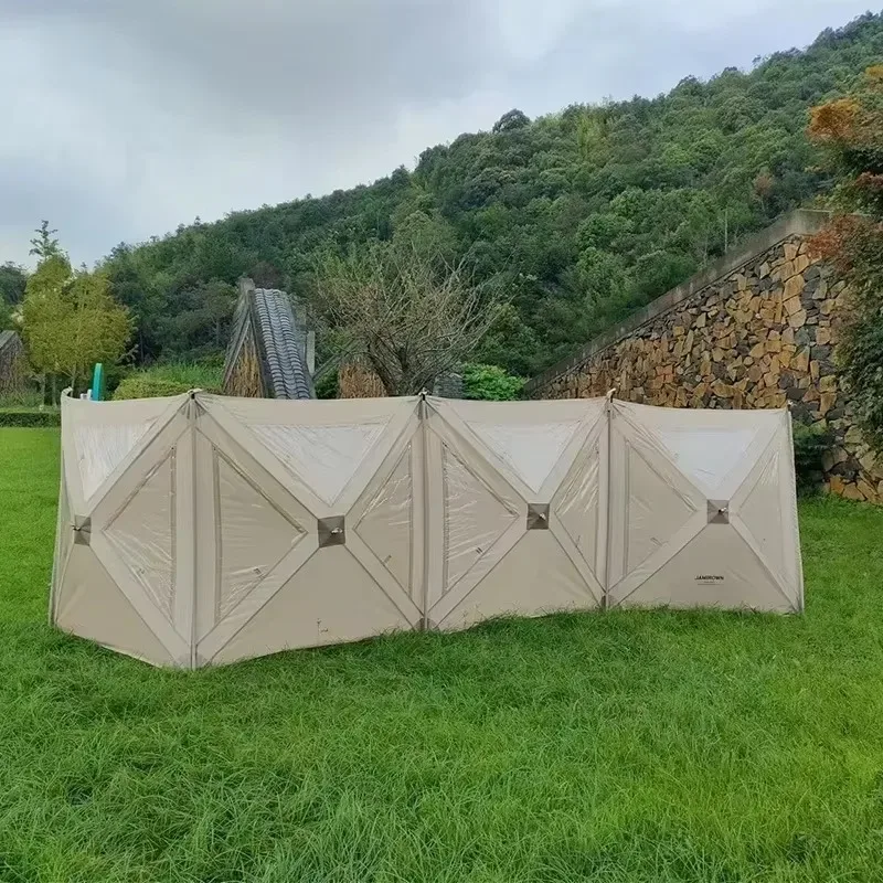 Outdoor Large Folding Steel Windproof Wall Simple Design Rainproof Portable Screen Polyester Cotton
