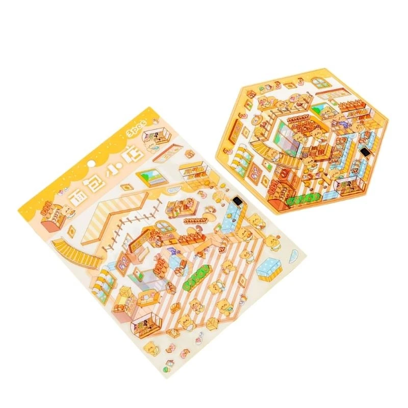 Fun Miniatur Adegan Stiker Kartun Pemandangan Pemandangan Stiker Scrapbooking Sticker Untuk Jurnal Telepon Meliputi Botol