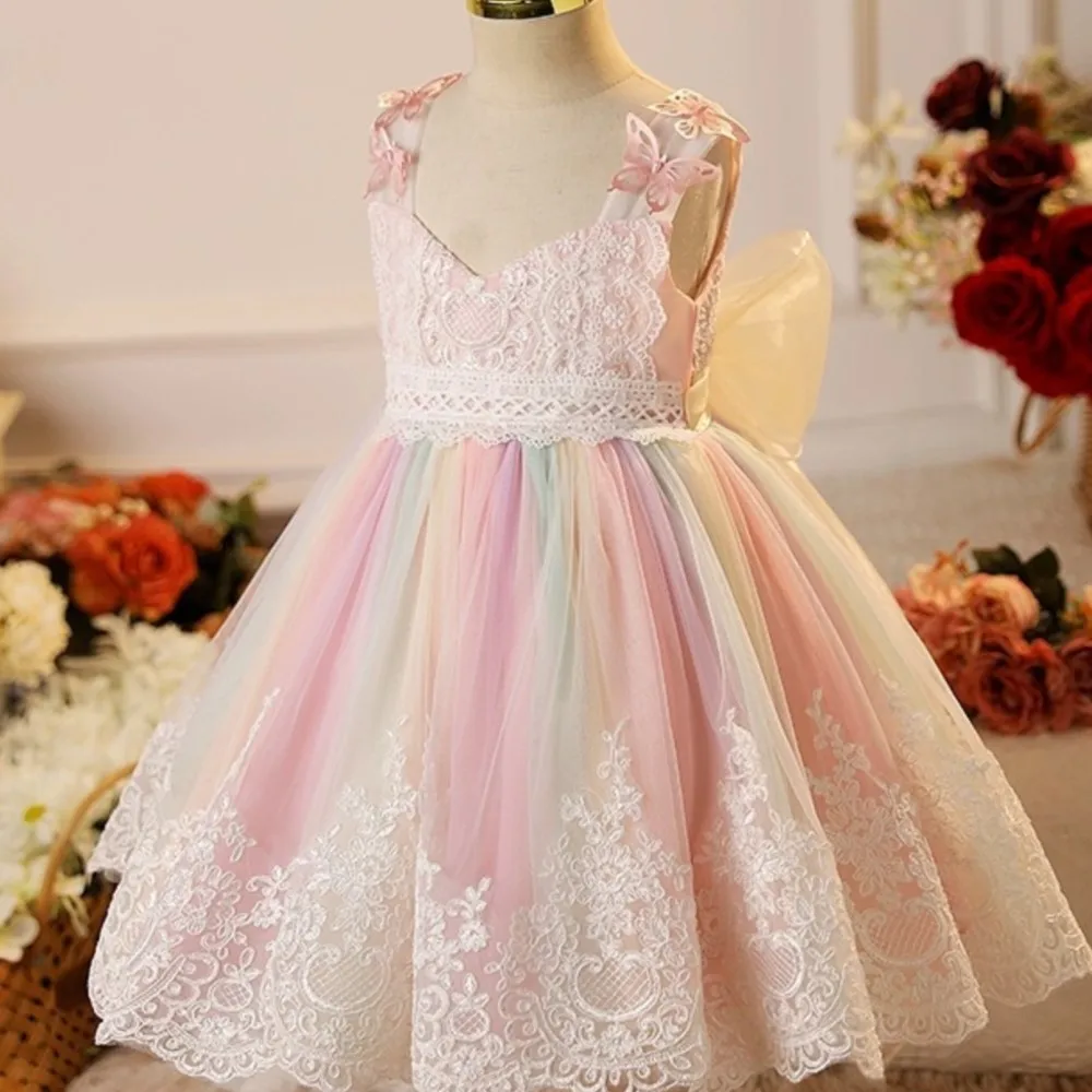 

Children's Dress New Sleeveless Pink Embroidered Butterfly for Children's Spanish Style Princess Dress Party