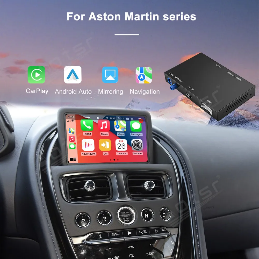 Wireless CarPlay Decoder Auto Box per Aston Martin Android Auto Car Radio Retrofit navigazione automatica MirrorLink con fotocamera AHD