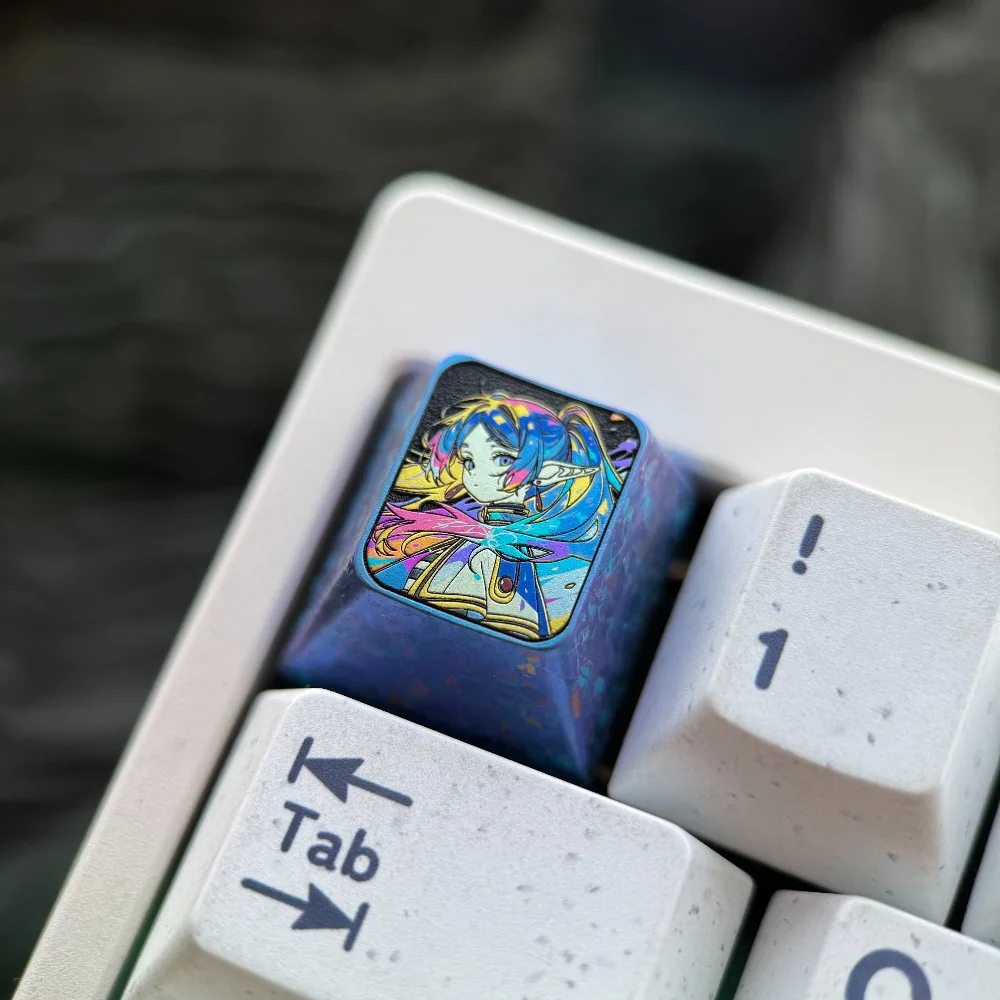 Frieren: Beyond Journey's End  Metal Keycaps Titanium Mechanical Keyboard Keycap ESC 1U Anime Cute Cherry Artisan Keyboard Caps