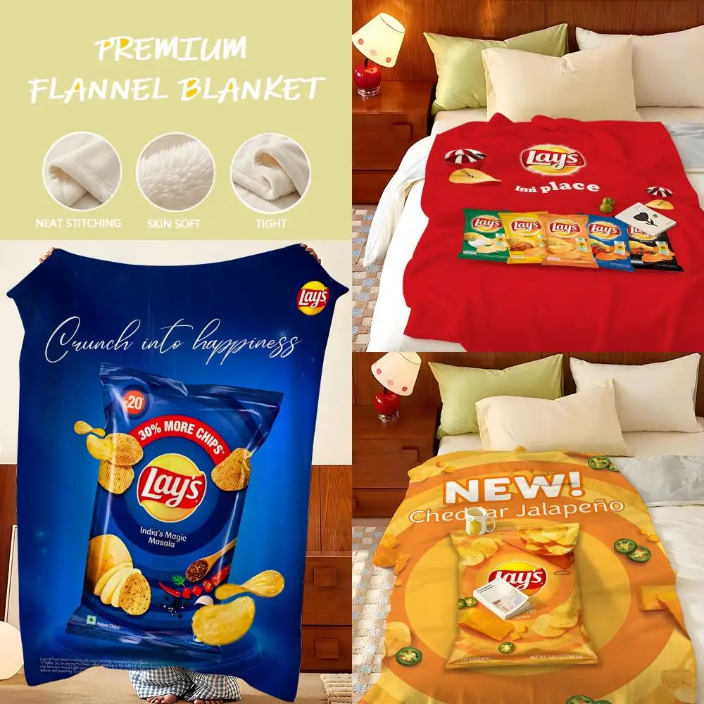 Food L-Lays Throw Flannel Throw Blanket, Lightweight Cozy, Durable Washable cute Cool